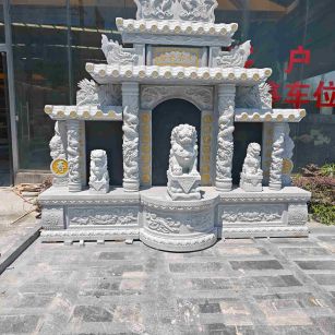 巴中芝麻白中国黑石材套墓 花岗岩墓碑